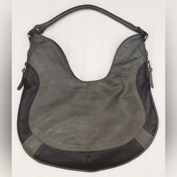 espe Handbags - espe Faux Leather Shoulder Bag Black And Gray